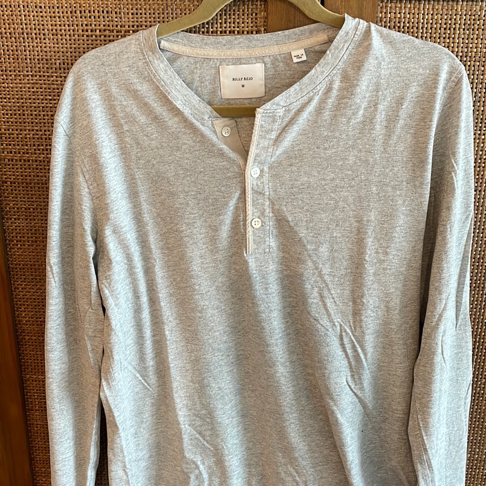 Billy Reid Gray Henley Mens M - Picture 2 of 7